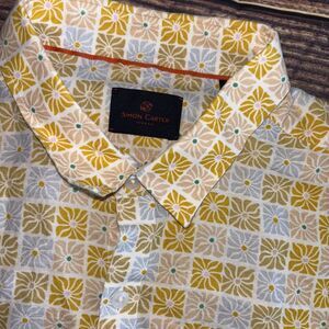 Simon Carter London S/S Shirt Mens 42 Slim Fit Floral Pattern Linen/cotton